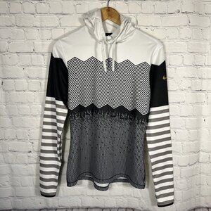 Nike Hoodie Womens Medium Funnel Neck Cowl Geometric Sweatshirt Pullover